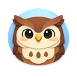 Cute cartoon owl avatar with bold colors and geometric shapes