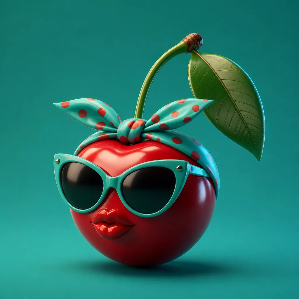 3D animated film-quality mascot for Pin Up Casino with sleek surfaces and soft lighting on a solid color background