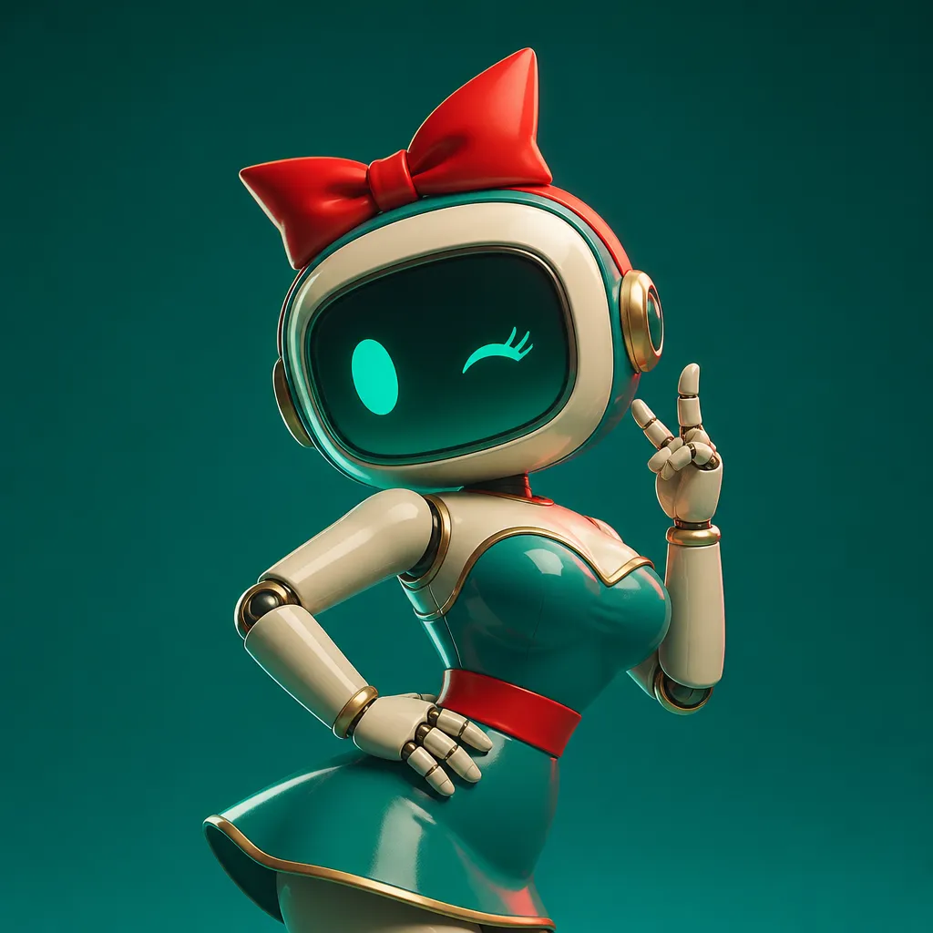 A 3D animated-film quality character representing Pin Up Casino with clean surfaces and soft rim lighting, set against a vibr